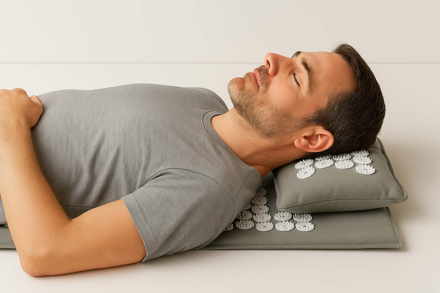 Homme utilisant le tapis Zenora pour soulager le dos et la nuque